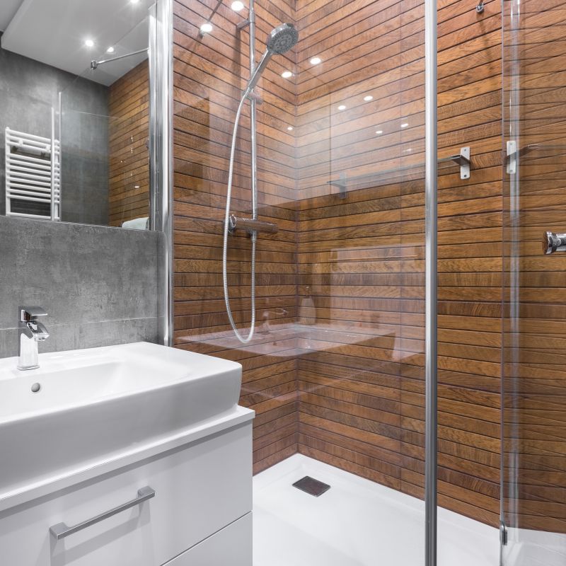 Contemporary Shower with Storage